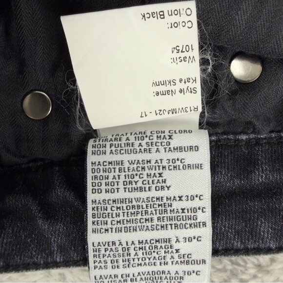 R13 Jeans Women's Size 24x28 Kate Skinny Black Denim Jeans Made in Italy - Picture 11 of 13